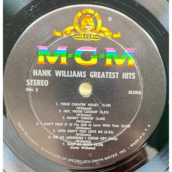 Hank Williams Greatest Hits Country Vinyl LP MGM E3918 14 All Time Best Songs - Picture 3 of 6